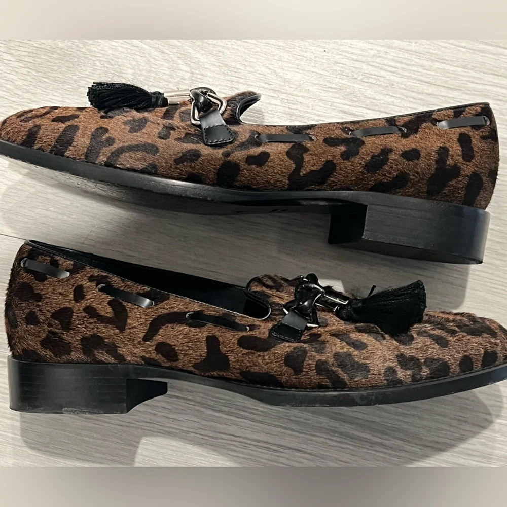 Giuseppe Zanotti Jean Pierre Leopard Calf Hair Tassel Loafers Italy Designer Lux
